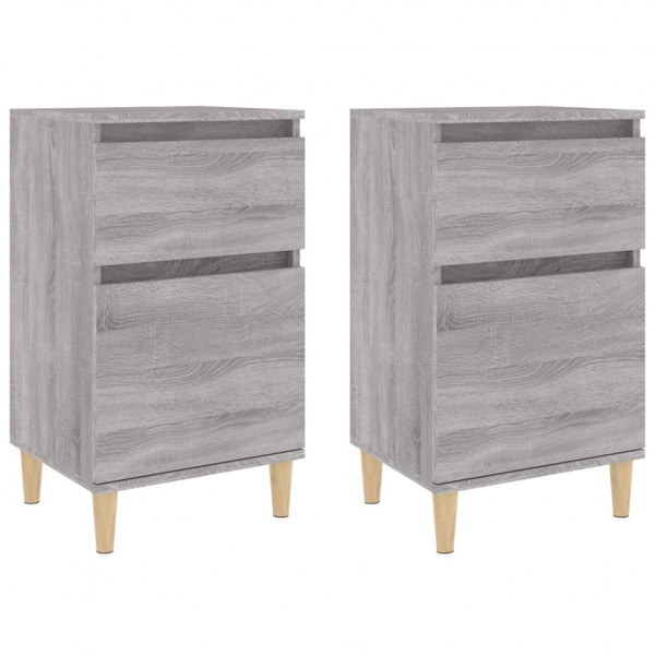 Mesitas de noche 2 uds color gris Sonoma 40x35x70 cm M 2