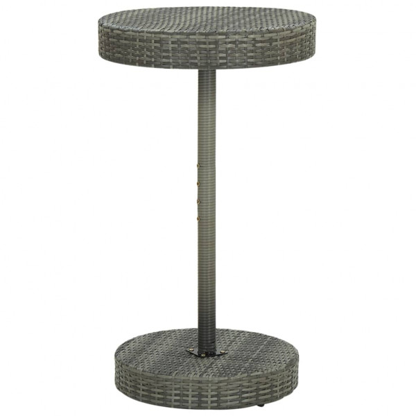 3 pcs conjunto de bar p/ jardim vime PE/acácia maciça cinzento M 5