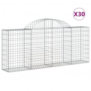 Cestos gabião arqueados 30pcs 200x30x80/100cm ferro galvanizado H