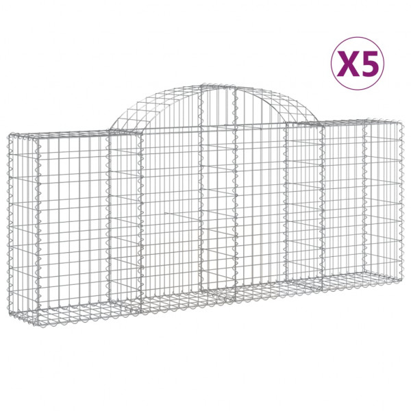 Cestos gabião arqueados 5 pcs 200x30x80/100cm ferro galvanizado M 2