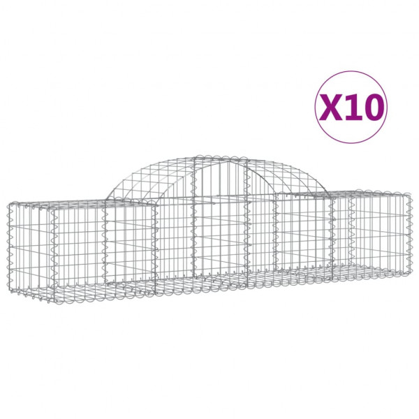 Cestos gabião arqueados 10pcs 200x50x40/60 cm ferro galvanizado M 2