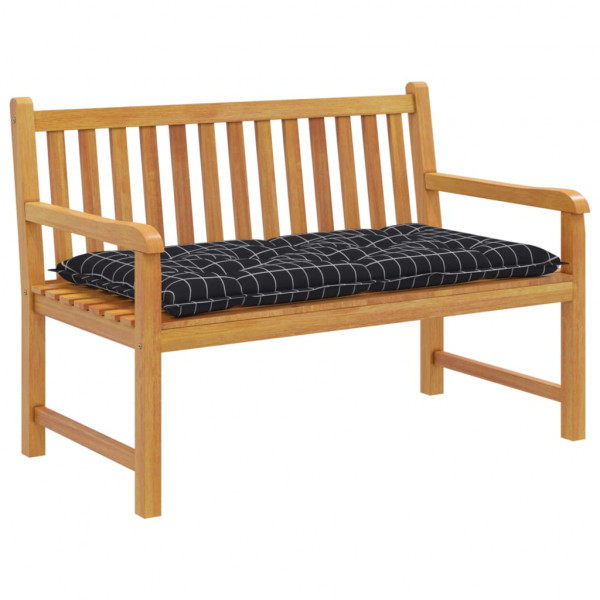 Cojín de banco jardín tela Oxford a cuadros negro 100x50x7 cm M 3