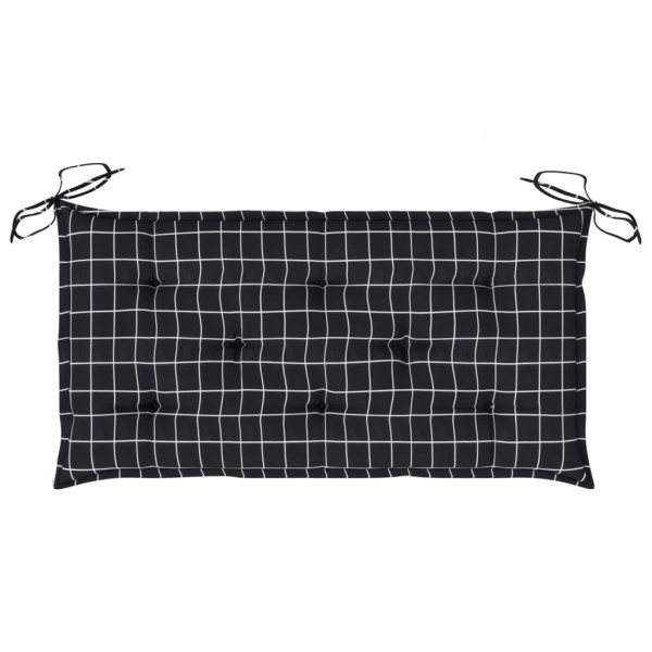 Cojín de banco jardín tela Oxford a cuadros negro 100x50x7 cm M 5