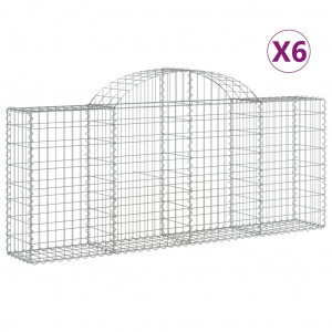 Cestos gabião arqueados 6 pcs 200x30x80/100cm ferro galvanizado H