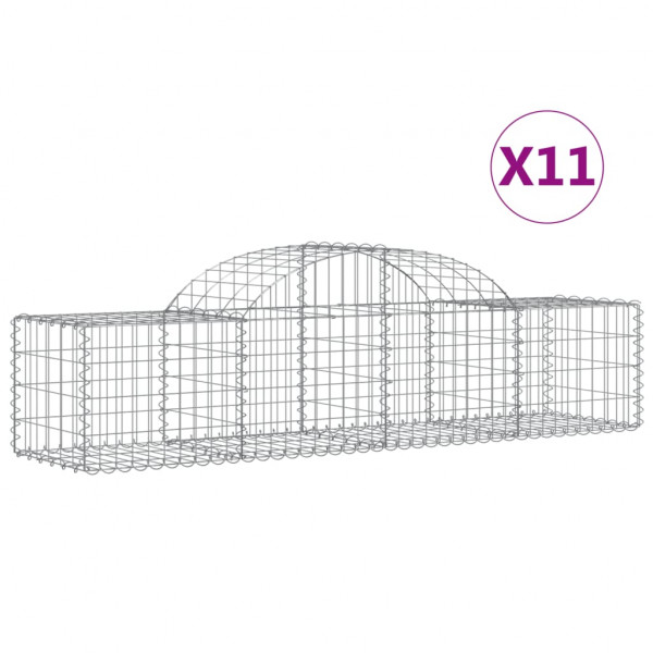Cestos gabião arqueados 11pcs 200x50x40/60 cm ferro galvanizado M 2