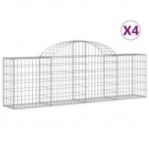 Cestos gabião arqueados 4 pcs 200x30x60/80 cm ferro galvanizado H