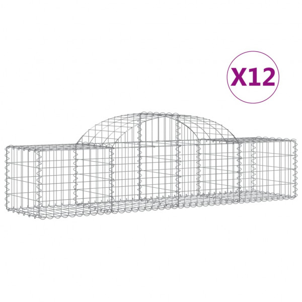Cestos gabião arqueados 12pcs 200x50x40/60 cm ferro galvanizado M 2