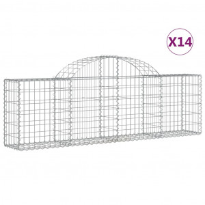 Cestos gabião arqueados 14pcs 200x30x60/80 cm ferro galvanizado H