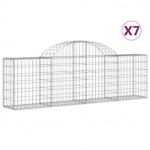 Cestos gabião arqueados 7 pcs 200x30x60/80 cm ferro galvanizado H
