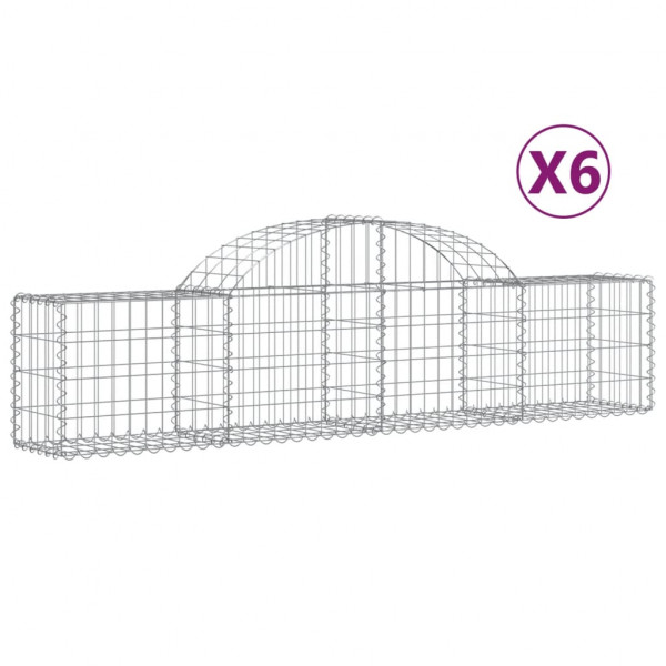 Cestos gabião arqueados 6 pcs 200x30x40/60 cm ferro galvanizado M 2