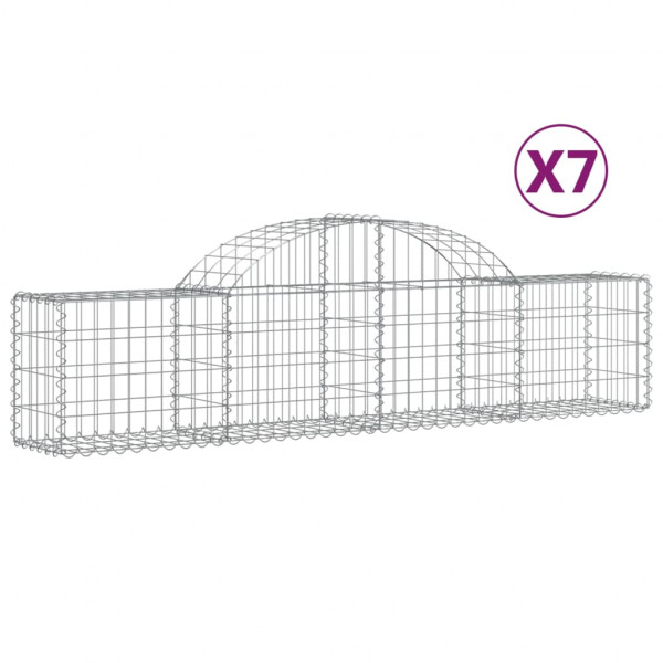 Cestos gabião arqueados 7 pcs 200x30x40/60 cm ferro galvanizado M 2