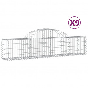 Cestos gabião arqueados 9 pcs 200x30x40/60 cm ferro galvanizado H