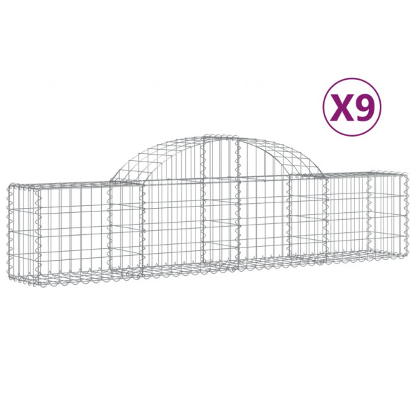 Cestos gabião arqueados 9 pcs 200x30x40/60 cm ferro galvanizado M 2