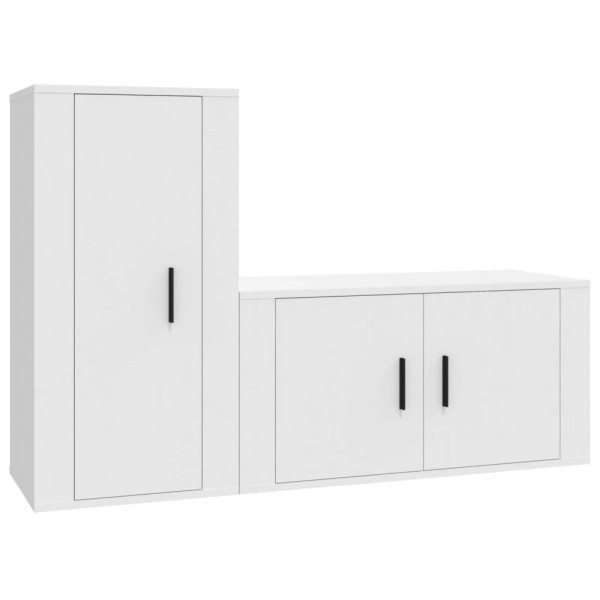 2 pcs conjunto móveis de TV derivados de madeira branco M 2