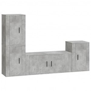 Set de muebles de TV 4 pzas madera contrachapada gris hormigón H