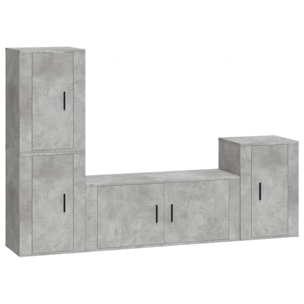 Set de muebles de TV 4 pzas madera contrachapada gris hormigón M 2