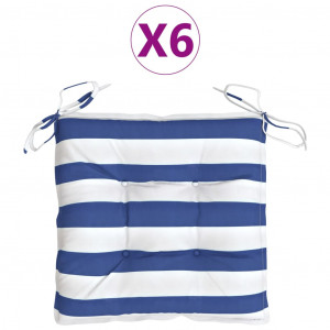 Cojines de silla 6 uds tela Oxford rayas azul blanco 50x50x7 cm H