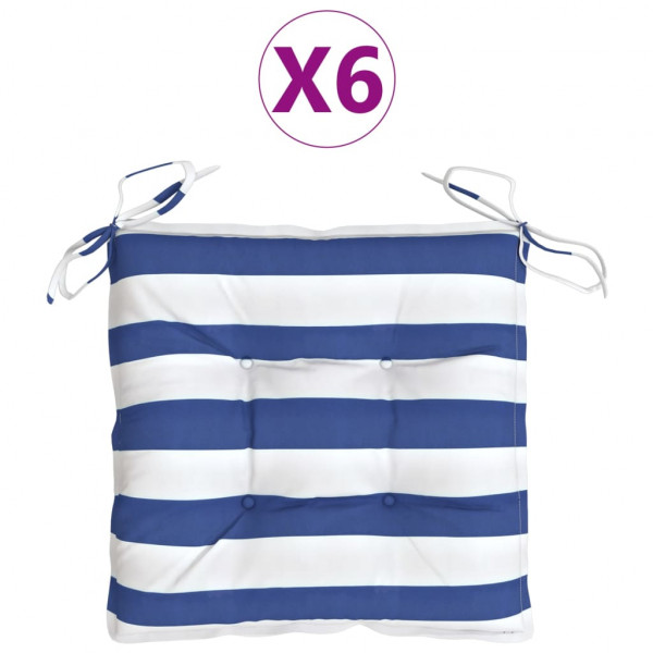 Almofadões p/ cadeira 6 pcs tecido oxford riscas azul/branco M 2