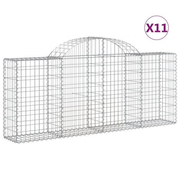 Cestos gabião arqueados 11pcs 200x30x80/100cm ferro galvanizado M 2