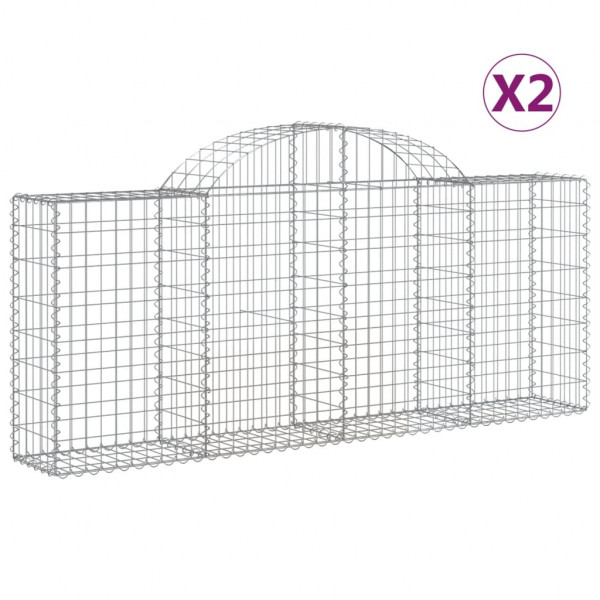 Cestos gabião arqueados 2 pcs 200x30x80/100cm ferro galvanizado M 2