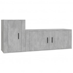 Set de muebles de TV 2 pzas madera contrachapada gris hormigón H