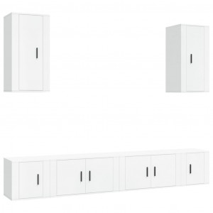 Set de muebles para TV 6 piezas madera contrachapada blanco H