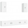 Set de muebles para TV 6 piezas madera contrachapada blanco 2