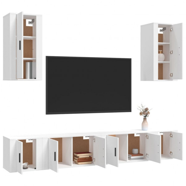 Set de muebles para TV 6 piezas madera contrachapada blanco M 3