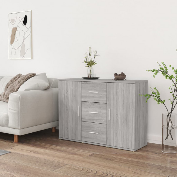 Aparador de madera contrachapada gris Sonoma 91x29.5x65 cm D