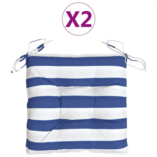 Almofadões p/ cadeira 2pcs tecido oxford riscas azul/branco M 2