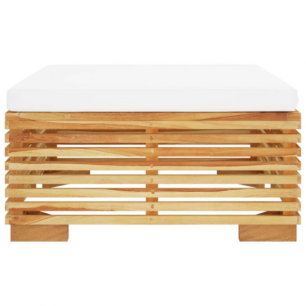 Taburete de jardín con cojín color crema madera maciza teca M 3