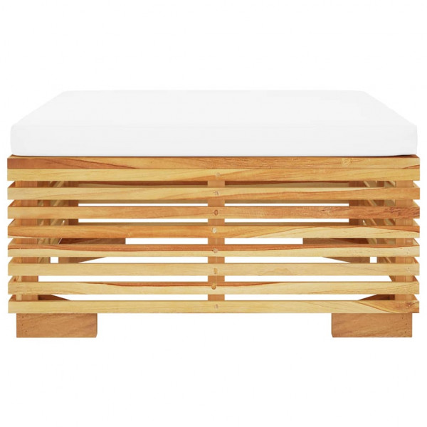 Taburete de jardín con cojín color crema madera maciza teca M 4