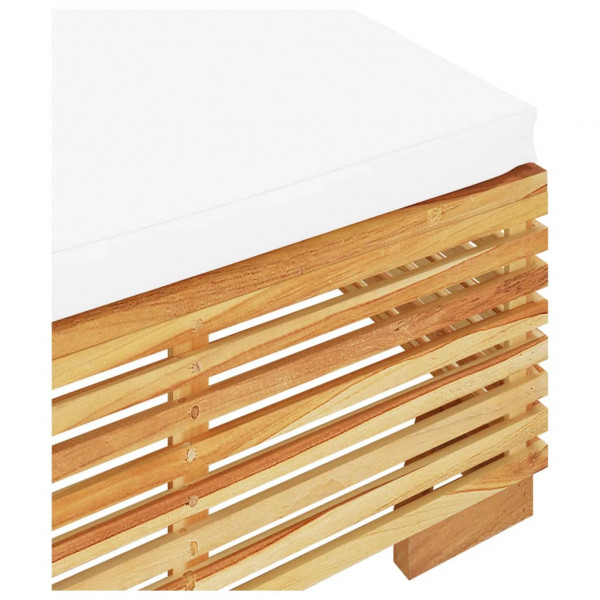 Taburete de jardín con cojín color crema madera maciza teca M 5