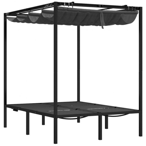 Tumbona doble con cortinas laterales y toldo gris antracita M 4