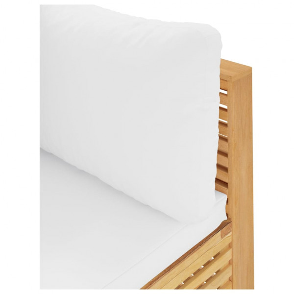 Sofá esquina jardín con cojines color crema madera maciza teca M 5