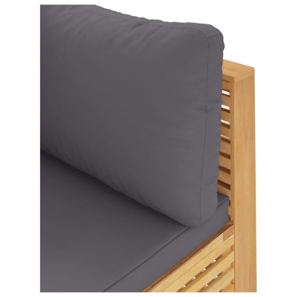 Sofá esquina jardín con cojines gris oscuro madera maciza teca M 5