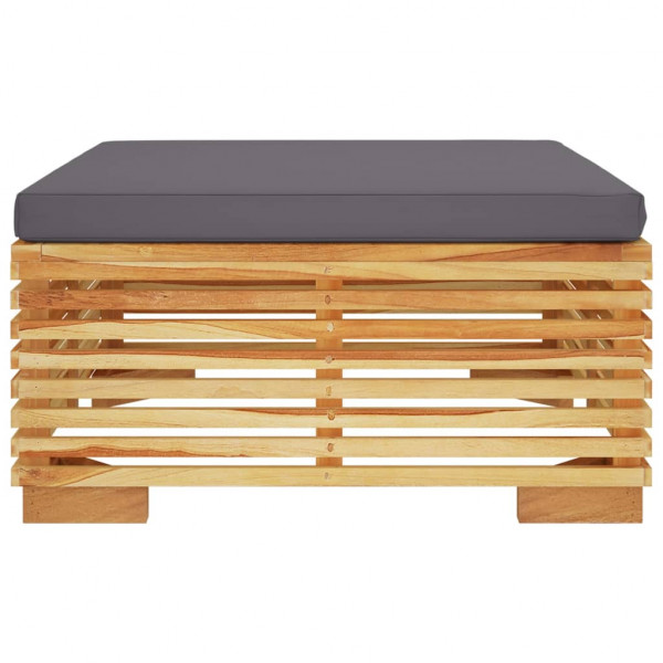 Taburete de jardín con cojín gris oscuro madera maciza teca M 3