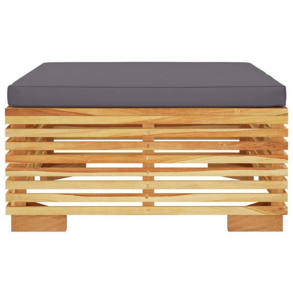 Taburete de jardín con cojín gris oscuro madera maciza teca M 4