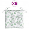 Cojines de silla 6 uds tela Oxford estampado hojas 50x50x7 cm 2