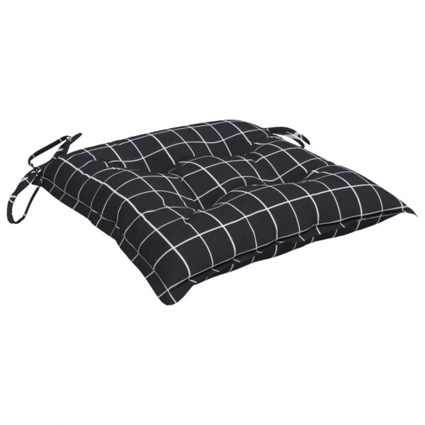 Cojines para silla 2 uds tela Oxford a cuadros negro 50x50x7 cm M 5