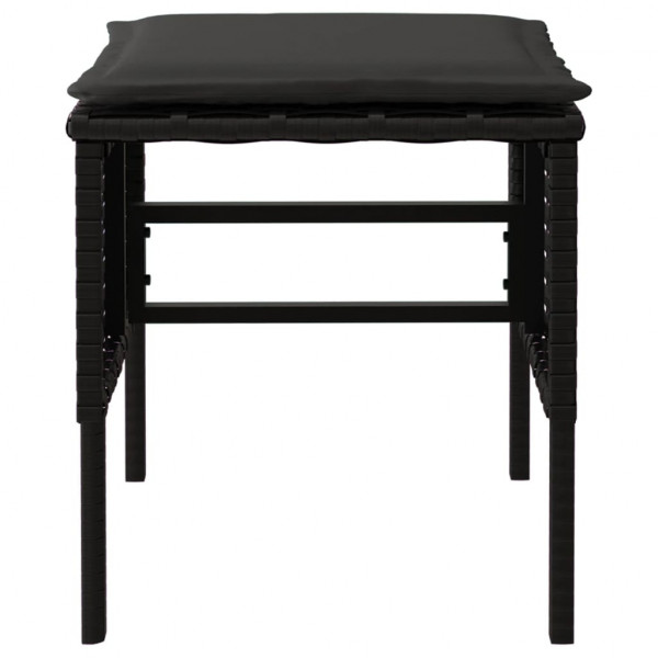 Apoios de pés para jardim com 4 almofadões vime PE preto M 5