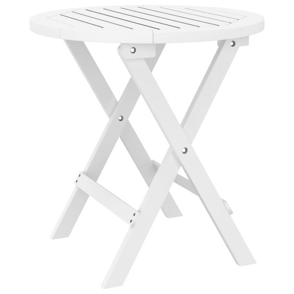 Mesa de jardín plegable madera maciza de acacia blanco Ø 46 cm M 2