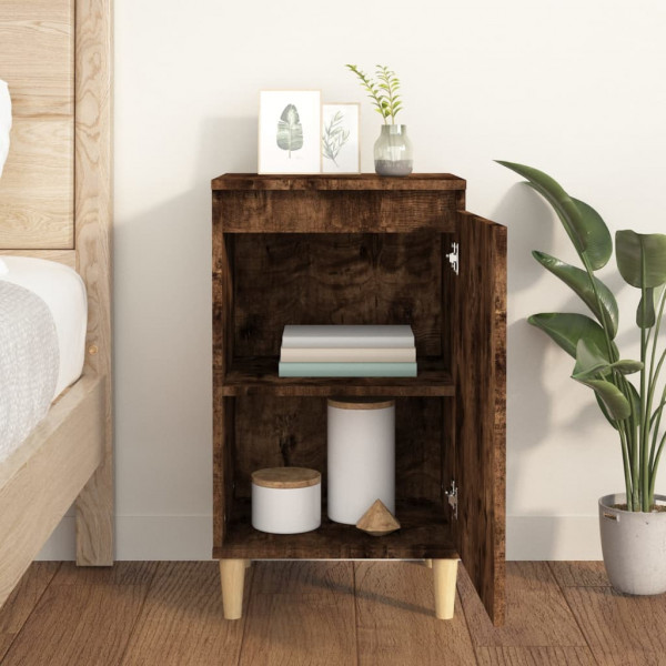 Mesita de noche madera contrachapada roble ahumado 40x35x70 cm M 3