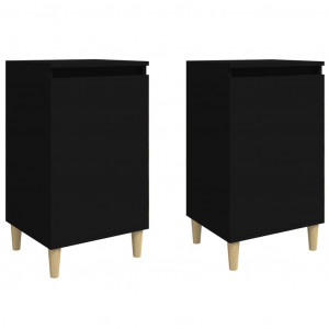 Mesitas de noche 2 uds madera contrachapada negro 40x35x70 cm H