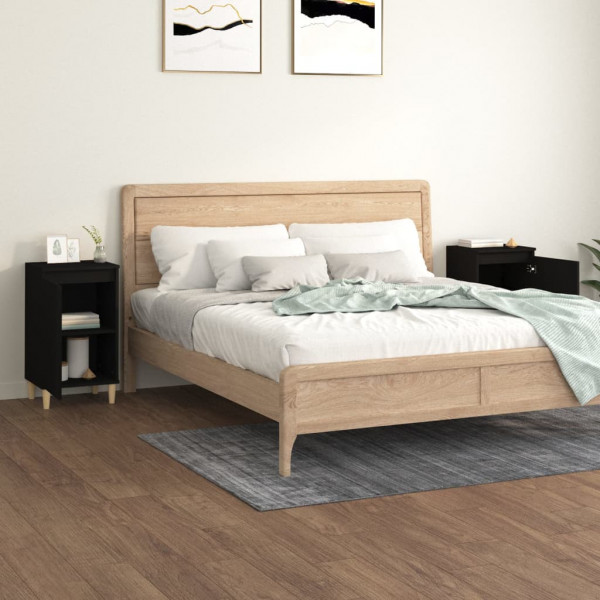 Mesitas de noche 2 uds madera contrachapada negro 40x35x70 cm M 3
