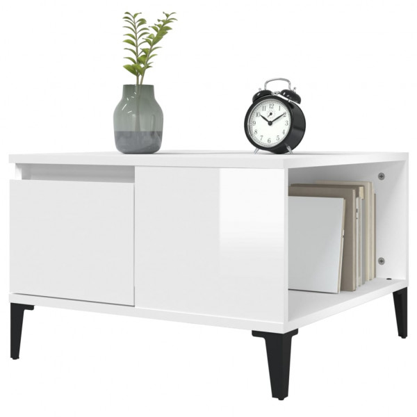 Mesa de centro 55x55x36.5 cm derivados madeira branco brilhante M 4