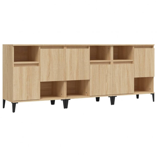 Aparadores 3 uds madera contrachapada roble Sonoma 60x35x70 cm M 2