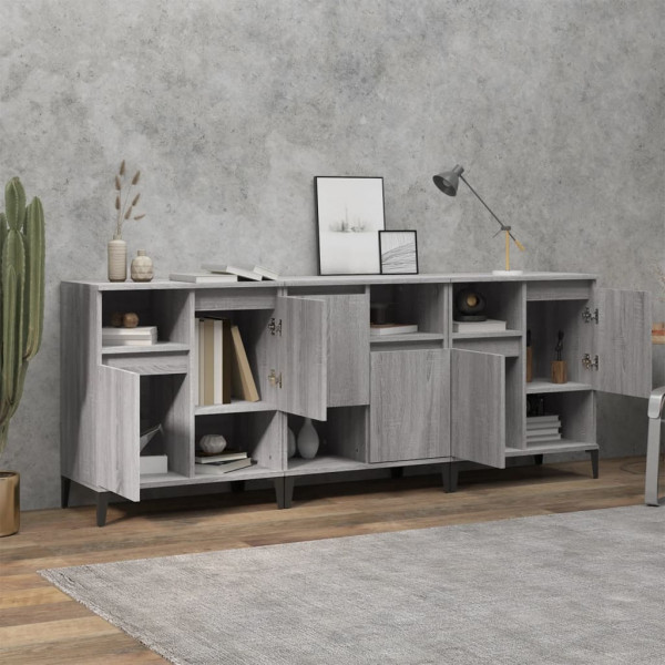 Aparadores 3 uds madera contrachapada gris Sonoma 60x35x70 cm M 3