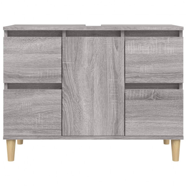 Armario de lavabo madera contrachapada gris Sonoma 80x33x60 cm M 5