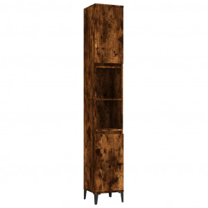 Armario de baño madera contrachapada roble ahumado 30x30x190 cm H